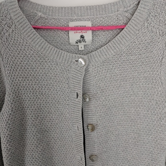 Knitwear by Jackpot | Grey Shimmer Button Up - Picture 7 of 7
